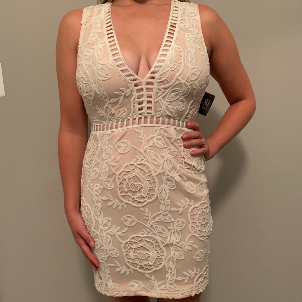 Forever 21 Pink Lacy Cut Out Dress